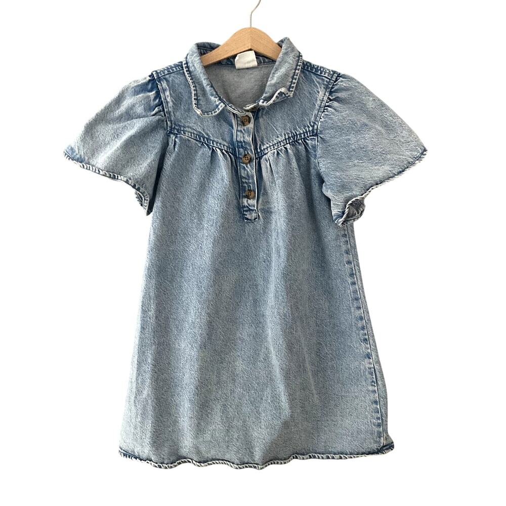 Cotton On Kelly Denim Dress Short Sleeves Collar 9-10